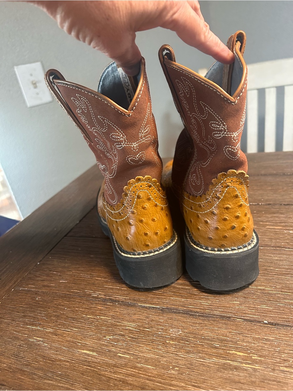 Ariat Fatbaby Ostrich Print sweater Boots size 7.5 - Picture 10 of 15